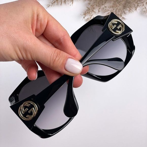Gucci GG0875S 001 Sunglasses Black Gray Gradient Rectangle Women main image 6